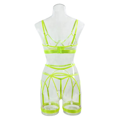 Neon Female Lingerie Sexy Transparent Bra And Panty Sets Lace Underwear Kit Sensual See Through Seamless Intimate