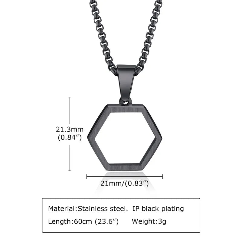 KOTiK Punk Vintage Hohle Sechseck Halsketten für Männer Frauen Schwarz Edelstahl Geometrische Anhänger Kragen Schmuck