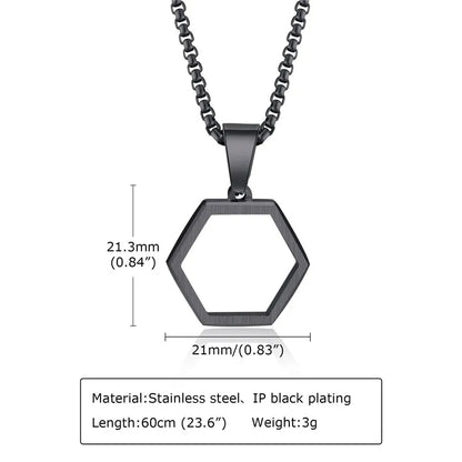 KOTiK Punk Vintage Hohle Sechseck Halsketten für Männer Frauen Schwarz Edelstahl Geometrische Anhänger Kragen Schmuck