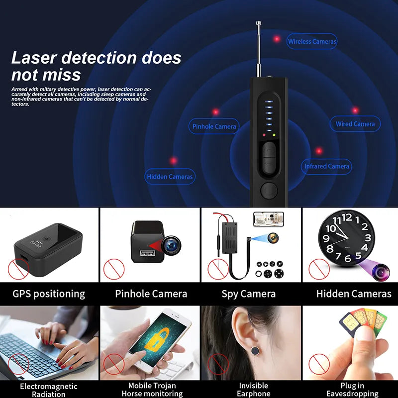 Cámara oculta X13 de rango completo, dispositivo antiespía para escuchar insectos, rastreador GPS, escáner de señal inalámbrico RF para viajes en casa y oficina