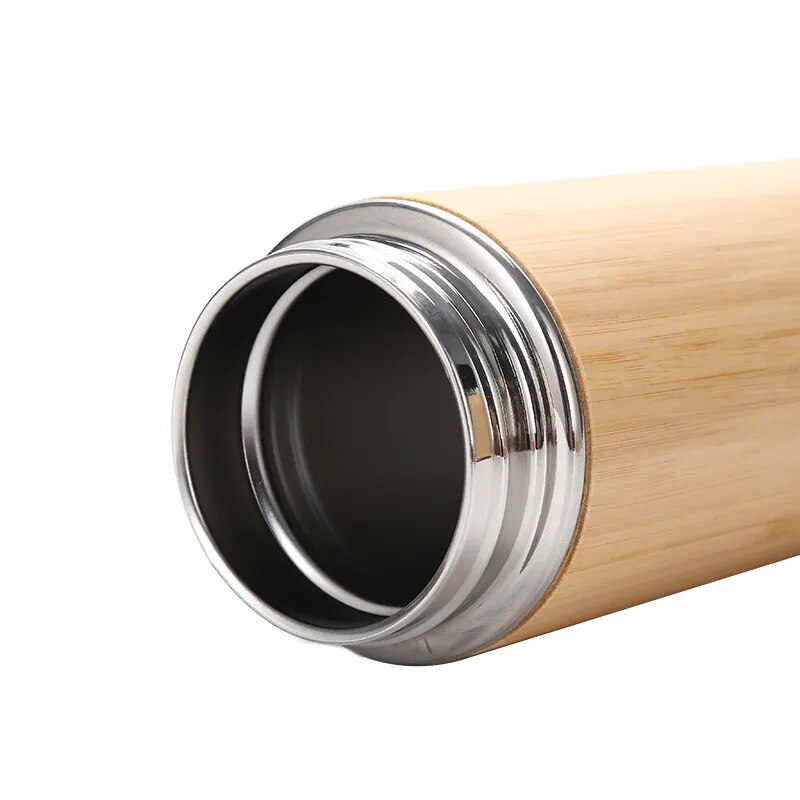 New 304 Stainless Steel Thermos Cup 450ml Bamboo Shell Nan Bamboo Shell Straight Cup Coffee Water Cup Water Bottle Mug Office