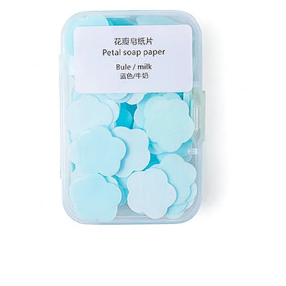 Mini jabón de papel de fresa portátil, desechable, para lavado de manos, papeles de jabón perfumados, cuidado de limpieza de manos, jabones, suministros de viaje para baño