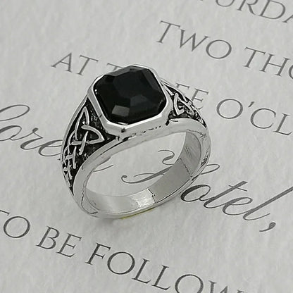 Men's Retro Mayan civilization totem black gem punk party personality fashion senior ring