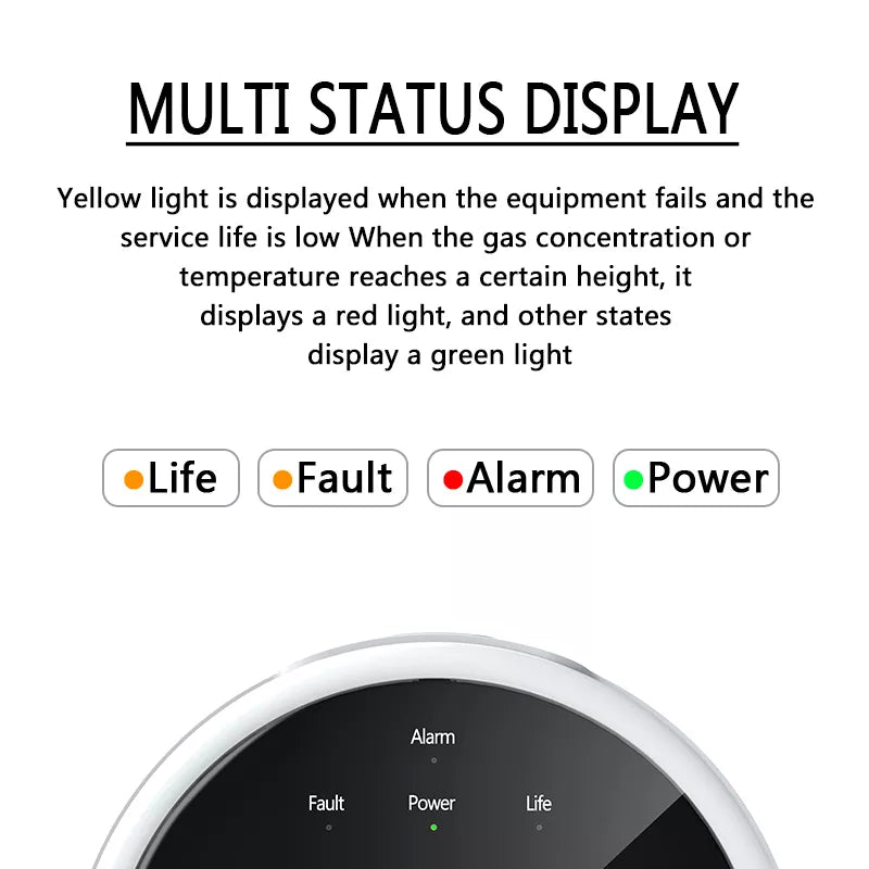 Tuya Wifi Leak With Temperature Function Combustible Gas Detectors Support Home Smart Life Natural Gas Alarm Sensor LCD Display