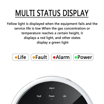 Tuya Wifi Leak With Temperature Function Combustible Gas Detectors Support Home Smart Life Natural Gas Alarm Sensor LCD Display