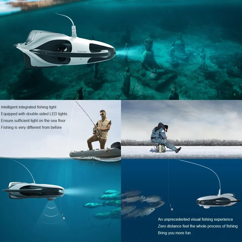 PowerVision PowerRay Explorer ROV Underwater Camera Drone Marine 1080p Fishing Drone Rc Wizard Dron Diving Boating