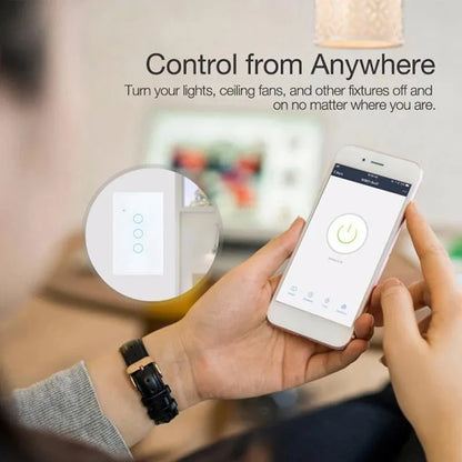 TNCE Tuya US WiFi Smart Wall Switch 1/2/3/4 Gang  No Neutral Wire Touch Sensor LED Light Switches Smart Home Alexa Google Home