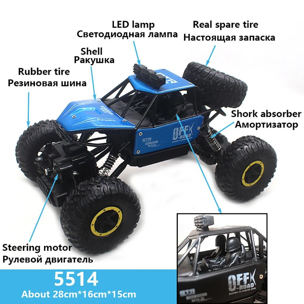 Paisible Elektro 4WD RC Auto Fernbedienung Spielzeug Blasenmaschine auf Funksteuerung 4x4 Antrieb Rock Crawler Spielzeug für Jungen Mädchen 5514