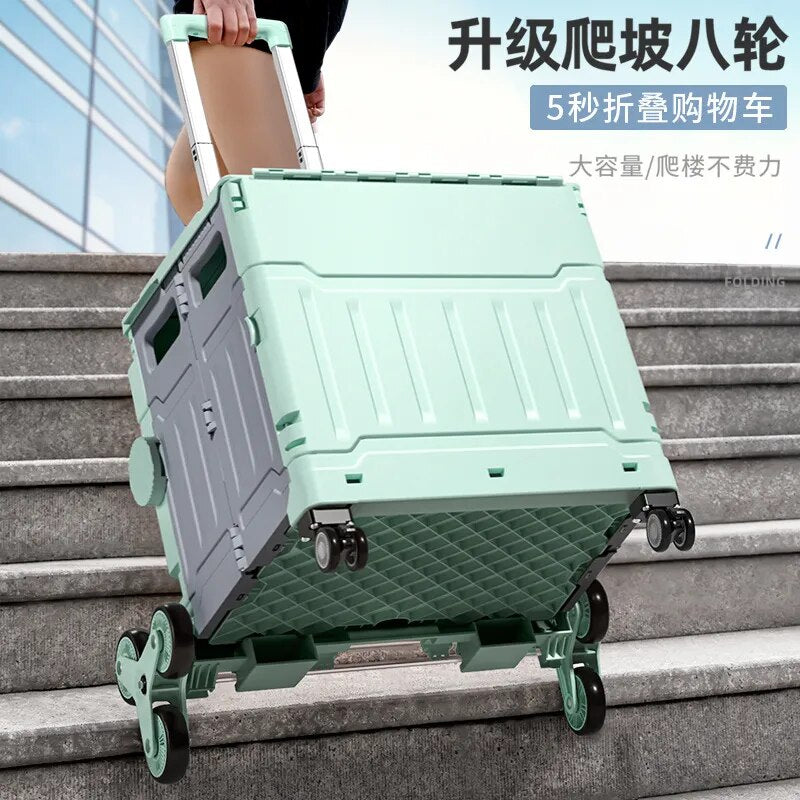 Outdoor Shopping Cart Folding Shopping Cart Portable Vegetable Basket Trolley Car Set Up A Stall Household Cart