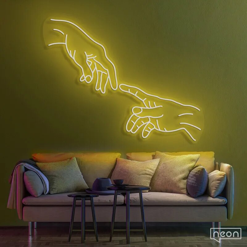 Wanxing Hand of God Neonschild, Licht, Büro, Wohnzimmer, Innenarchitektur, Neonschild-Wandkunst, Neonschild-Wanddekoration