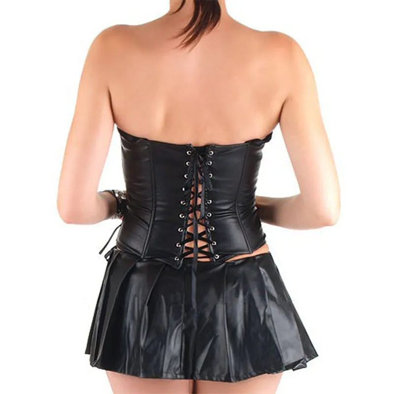 Sexy Gothic PU Körperformung Sets Abnehmen Shapewears Dessous Taille Trainer Körper Shapers Frauen Fajas Korsett Anzüge Plus Größe