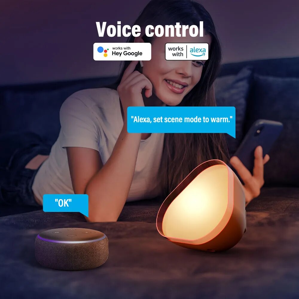 Wifi Smart Schreibtischlampe Nachttischlampe RGB Musik Rhythmus Nachtlicht Kompatibel mit Alexa Google Home für Schlafzimmer Party Spielzimmer