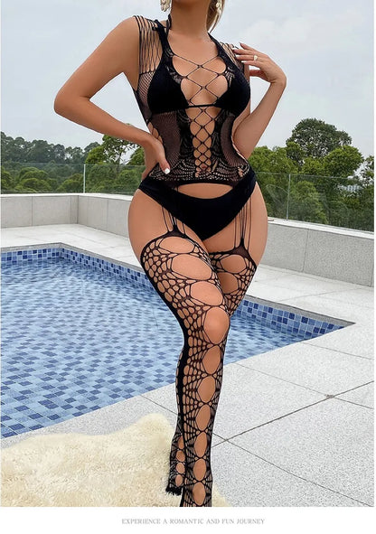 Sexy Mesh Fishnet Bodystockings For Women Lingerie Plus Open Bra Crotchless Teddies Bodysuits Female Sexy Underwear