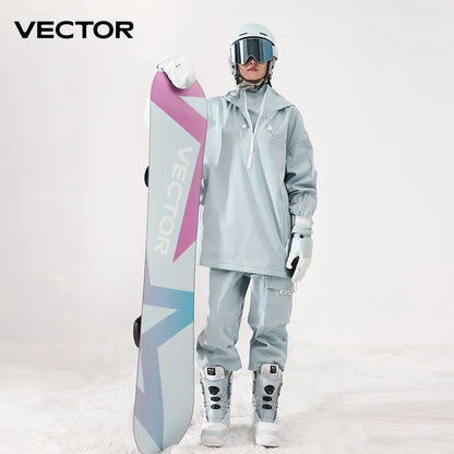 Chaqueta de esquí de Color sólido para hombre y mujer, pantalones de esquí cálidos a prueba de viento, monos de invierno con capucha, ropa deportiva impermeable para exteriores, Snowboard