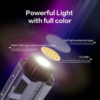 SYNCO COLBOR CL60R RGB luz LED para vídeo, luz fotográfica silenciosa con Control por aplicación, lámpara de fotografía de estudio con montaje Bowens para disparar