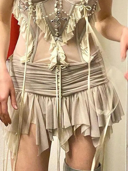 Minifaldas Vintage de cintura baja con botones Y2K, faldas sexys de Fairycore plisado liso, pantalones bonitos estéticos de los años 2000, trajes Retro Chic nuevos