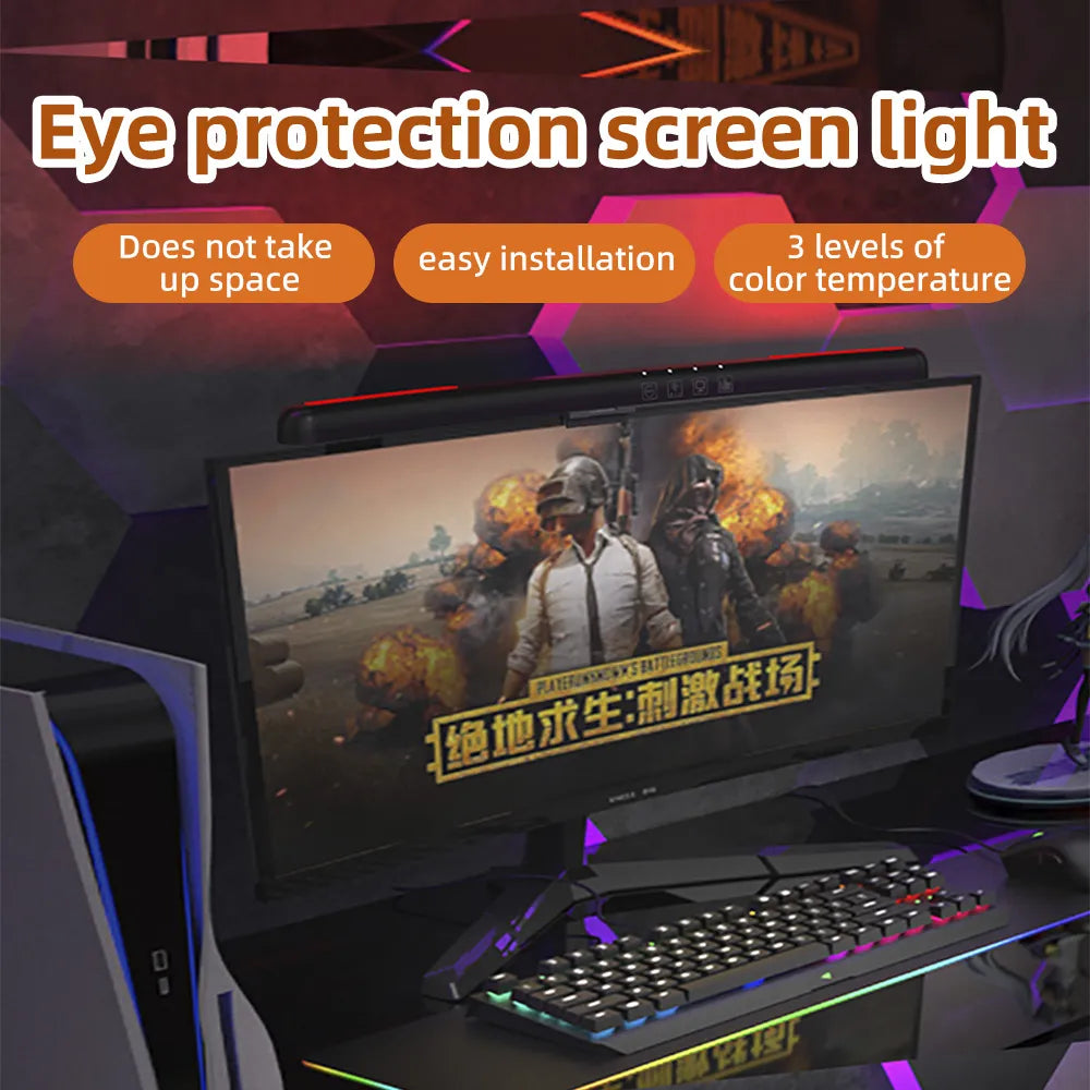 USB Stepless Dimming Screen Hanging Light Curved Screen Monitor Lamps RGB Background Atmosphere Eye-Care Desk Light PC Light Bar