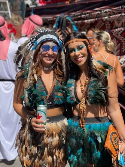 Fiesta Rave de Halloween, camiseta sin mangas de plumas para mujer, Tops cortos góticos Punk, sujetador con arnés para el cuerpo, lencería Sexy, traje de festivales para mujer