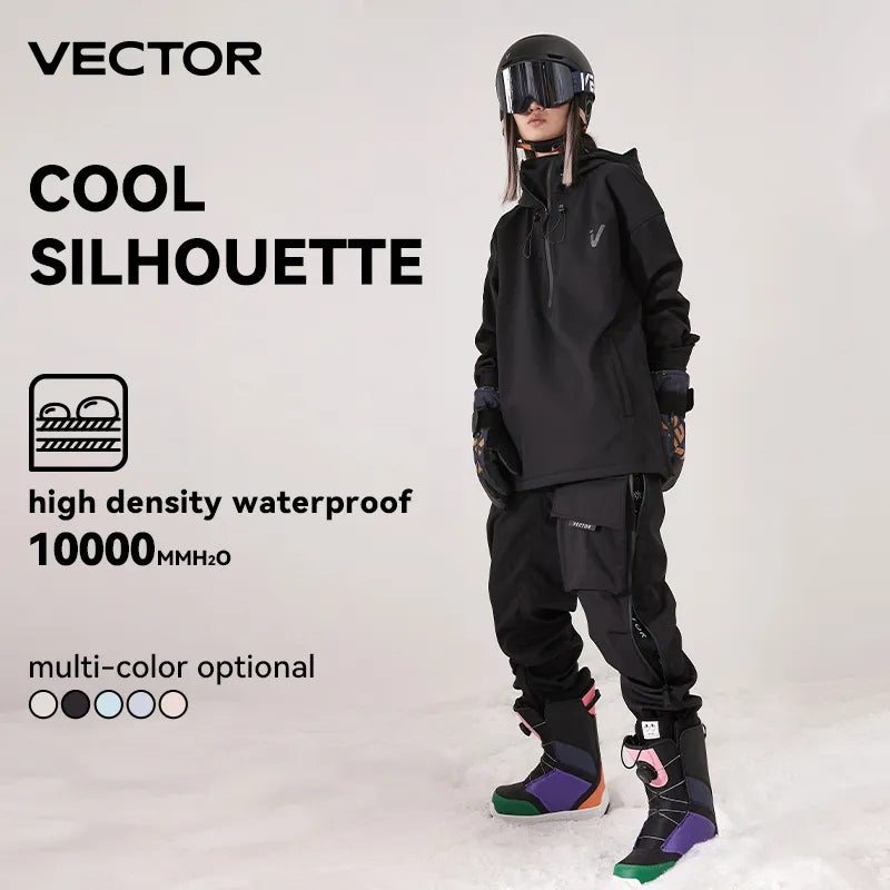 Chaqueta de esquí de Color sólido para hombre y mujer, pantalones de esquí cálidos a prueba de viento, monos de invierno con capucha, ropa deportiva impermeable para exteriores, Snowboard