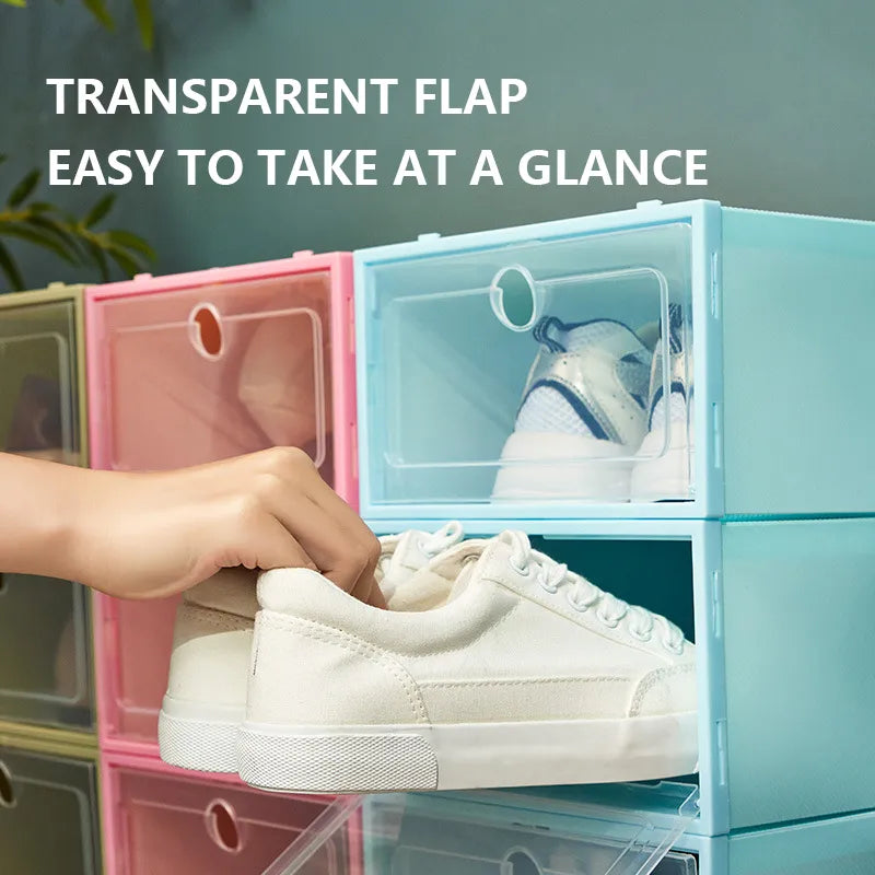 Transparent Lid Shoe Box Sets Shoes Organizers Thickened Foldable Dustproof Storage Boxs Stackable Combined Shoe Cabinet