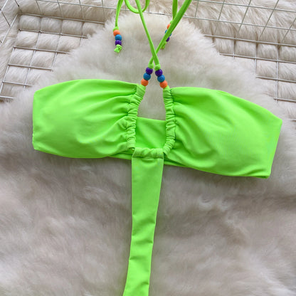 Wanita Modischer, aushöhlen, sexy Body, Neckholder, Schnürung, Kreuz, rückenfrei, Design, 2023, sinnliche Bikini-Badeanzüge für Damen