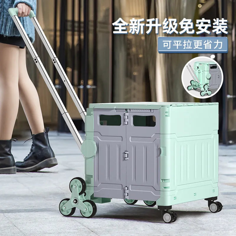 Outdoor Shopping Cart Folding Shopping Cart Portable Vegetable Basket Trolley Car Set Up A Stall Household Cart