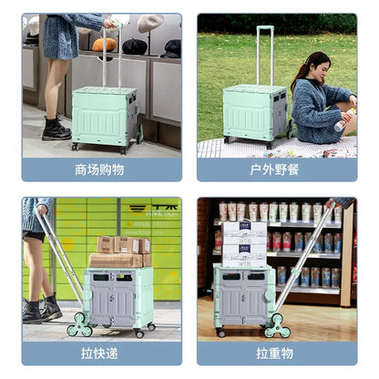 Outdoor Shopping Cart Folding Shopping Cart Portable Vegetable Basket Trolley Car Set Up A Stall Household Cart