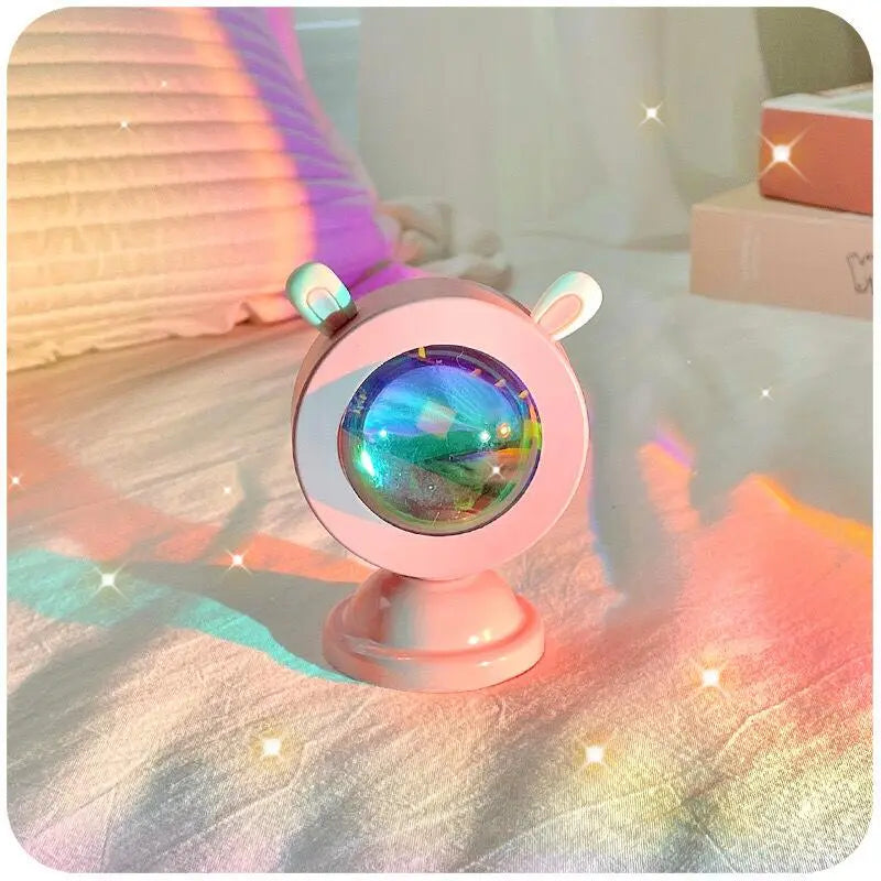 Portable Mini Sunset Light Lamp Atmosphere Ins Projector Photo LED Rainbow Dawn Table Lighting Bedroom Decor USB RGB Night Lamp