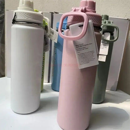 Nueva taza de agua aislada Lulu de acero inoxidable, titanio puro, vacío, portátil, a prueba de fugas, taza para exteriores, botella de agua deportiva para Yoga, regalo