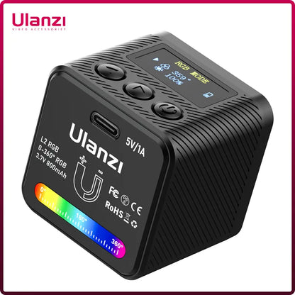 Ulanzi L2 RGB Mini COB Videokameralicht Dimmbares 360°-Vollfarblicht mit Diffusor-Wabenfotografie für DSLR-Kamera