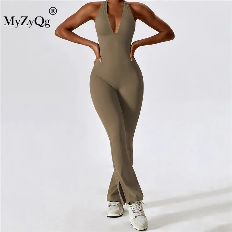 MyZyQg Women Tight Bangage Back Sleeveless Yoga Jumpsuit Dance Exercise Fitness Hip Lift Micro Bodyfitting Sports Playsuits