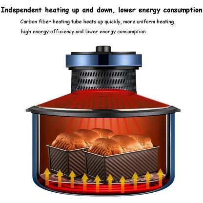 Freidora de aire multifunción giratoria de 360°, sin aceite, Visual, 8L, freidora eléctrica de gran capacidad, temperatura del horno, 80-230°C, control de temporizador, 1H