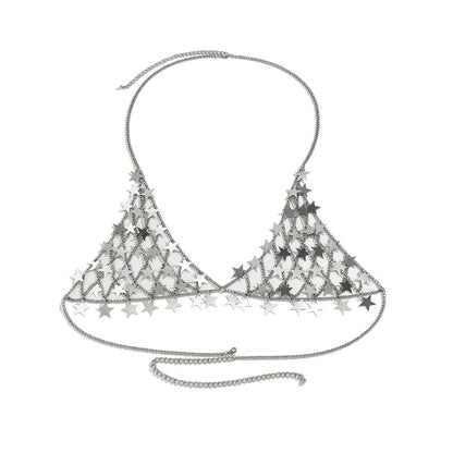 Ingemark Sexy Silber Farbe Quaste Stern Schlinge Dessous Bh Brust Top Kette Frauen Sommer Bikini Boho Rave Körper Schmuck Zubehör 