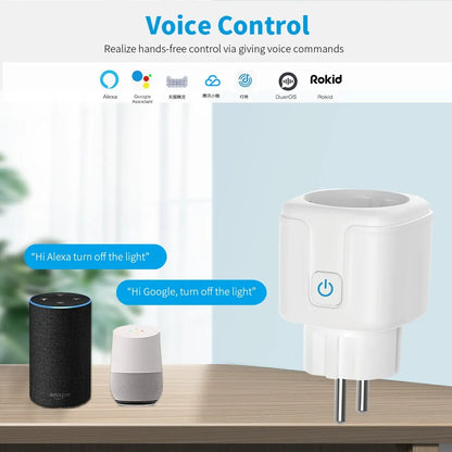 Tuya 16A 20A EU enchufe inteligente WiFi enchufe inteligente con función de sincronización de monitoreo de energía Control de voz Alexa Google Assitant