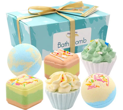 Pink and Green Cake Set Bath Ball Multi-bubble Bath Ball Deep-fried Bath Salt Ball Set Box Bath Ball Bombe De Bain Beauty Health