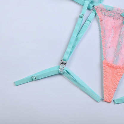 Lencería de plumas, ropa interior de encaje de lujo de 4 piezas para mujer, sin censura, 18 sujetador de tul transparente, conjunto de liga Sensual íntimo