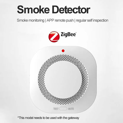 Tuya Smart Zigbee/Wifi Detector de humo protección contra incendios inteligente ALARMA DE SEGURIDAD PARA EL HOGAR alarma de luz de sonido Control por aplicación