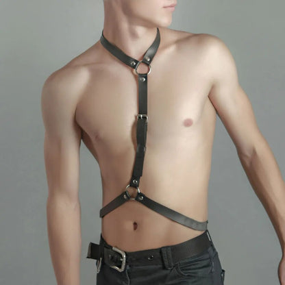 Leder Männer Harness Gürtel mit Schnalle Kleidung Punk Goth Brust Körper Harness Riemen Sexuelle Männliche Dessous