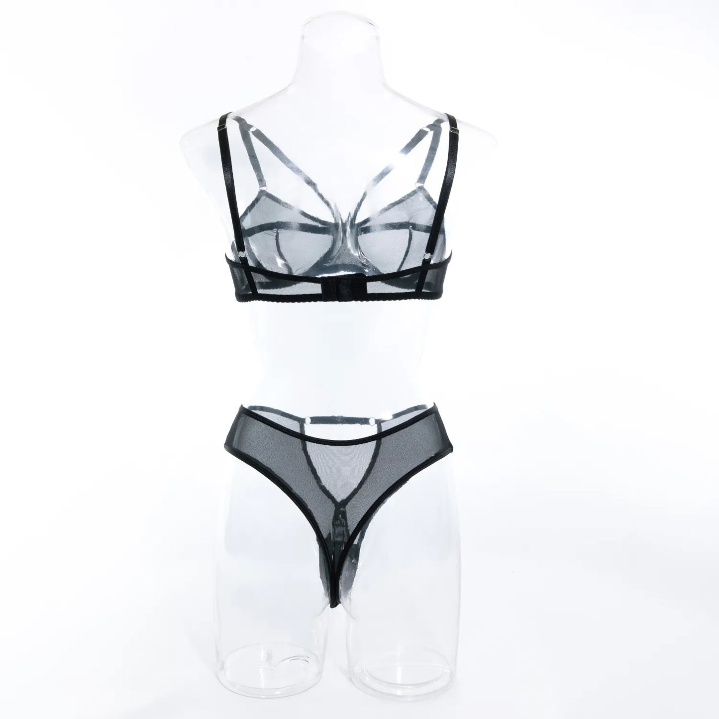 Dessous-Set für Damen, 2-teilig, durchsichtig, Spitze, Bilizna-Set, nahtloses Netz, intimer, sexy BH und Höschen-Set, transparente Unterwäsche