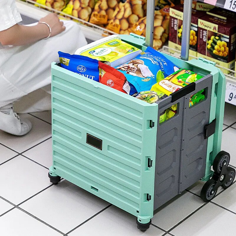 Tragbarer Lebensmittel-Einkaufswagen für den Heimgebrauch, Treppensteigen-Express-Wagen, faltbarer Einkaufs-Zugstangen-Fahrer, Zugwagen, Trolley, Picknick