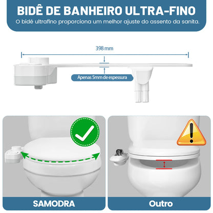 SAMODRA Nicht-elektrisches Bidet – selbstreinigende Doppeldüse (Front- und Heckwäsche), Wasser-Bidet-Toilettensitzaufsatz