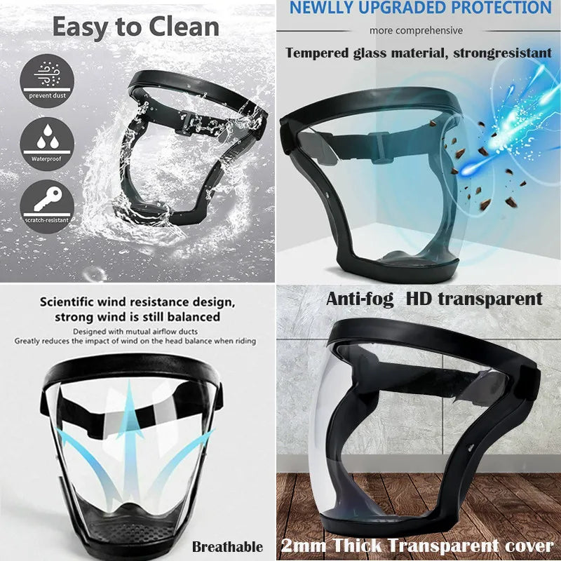 Transparent Full Face Shield Home Oil-splash Proof Moto Cycling Windproof Anti-fog Glasses Security Protection Mask With Filters