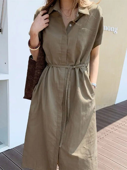 Vestido camisero de verano para mujer, vestido largo de noche para mujer, Maxi Vintage para fiesta, vestidos de playa de gran tamaño para mujer, vestidos informales elegantes para graduación, verde