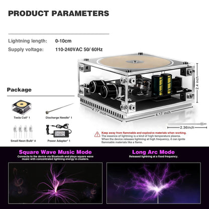 Altavoz multifunción Tesla Music Tesla Coil, iluminación de transmisión inalámbrica, productos experimentales de ciencia y educación