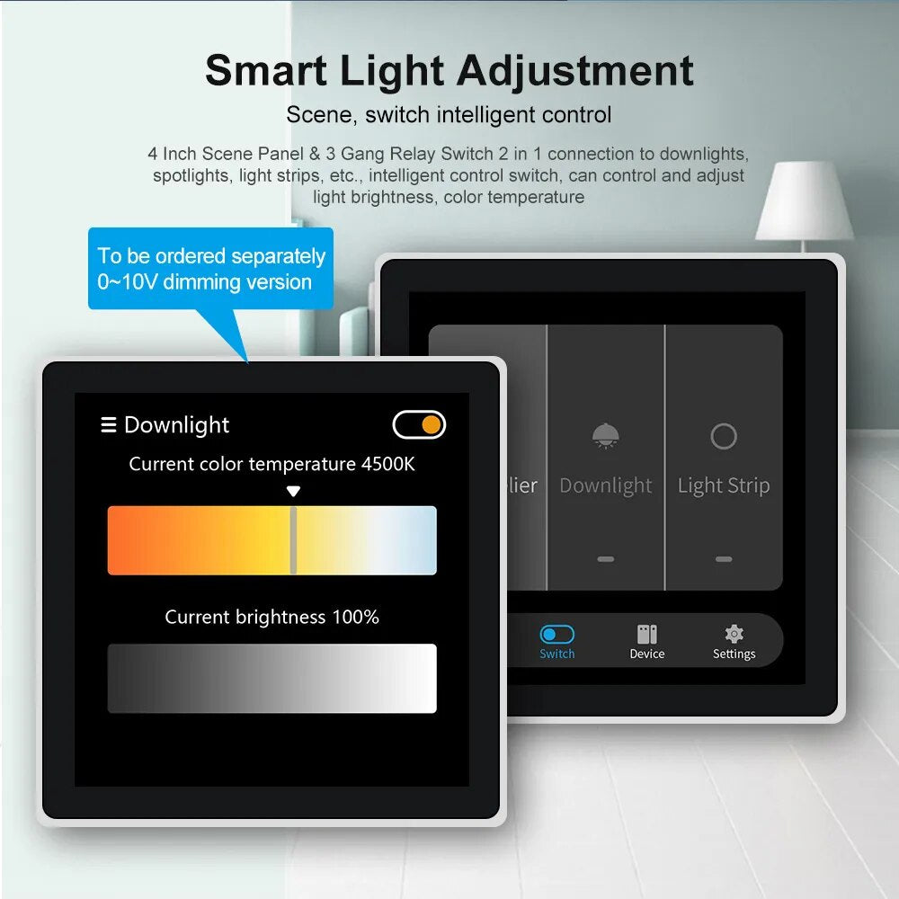 Jianshu Smart Home Tuya Panel 110-220V 3 Gang Panel inteligente Zigbee 4 "Sences Panel de interruptor Smart Life Tuya Panel de Control de pantalla