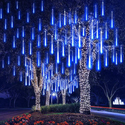 Luces LED de lluvia de meteoritos, guirnalda de luces impermeables que caen en forma de gota de lluvia para Navidad, fiesta, decoración de Patio, 30CM