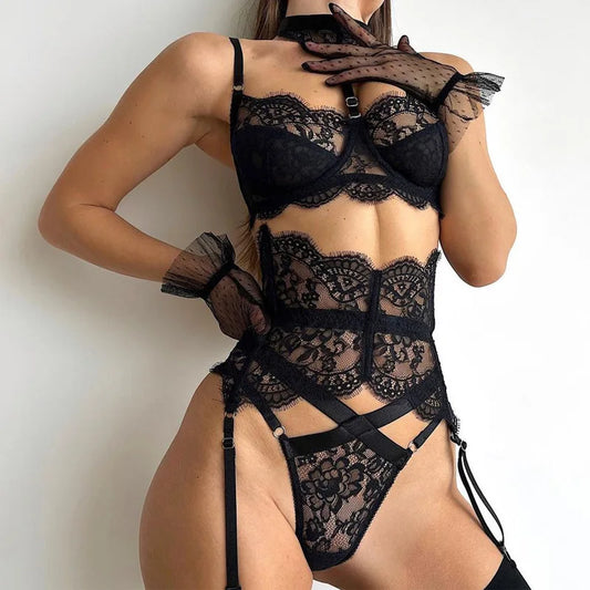 Brasilianische Sexys Dessous Hot Durchsichtige Spitze Nahtloser BH Sex Anzug Unterwäsche Push Up Intimes Attraktives Outfit Wanita