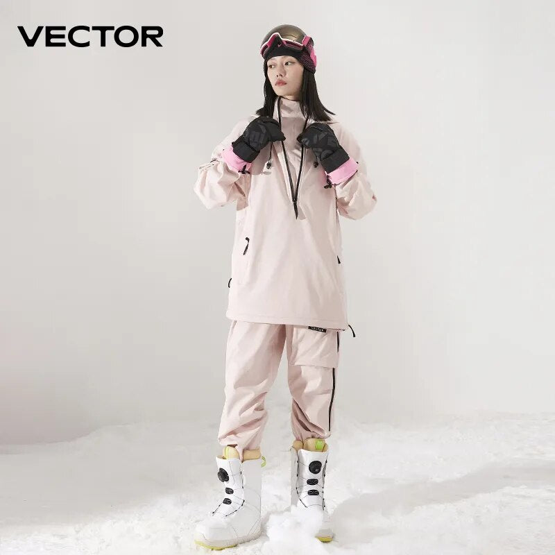 Männer Frauen Einfarbig Ski Jacke Ski Hosen Warme Winddicht Winter Overalls Hoodie Wasserdichte Outdoor Sport Kleidung Snowboard