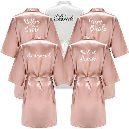 Hochzeit Braut Brautjungfer Roben für Frauen Braut Party Geschenke Team Kleid Kleid Seide Satin Nachtwäsche Kimono Sexy Sommer Bademantel