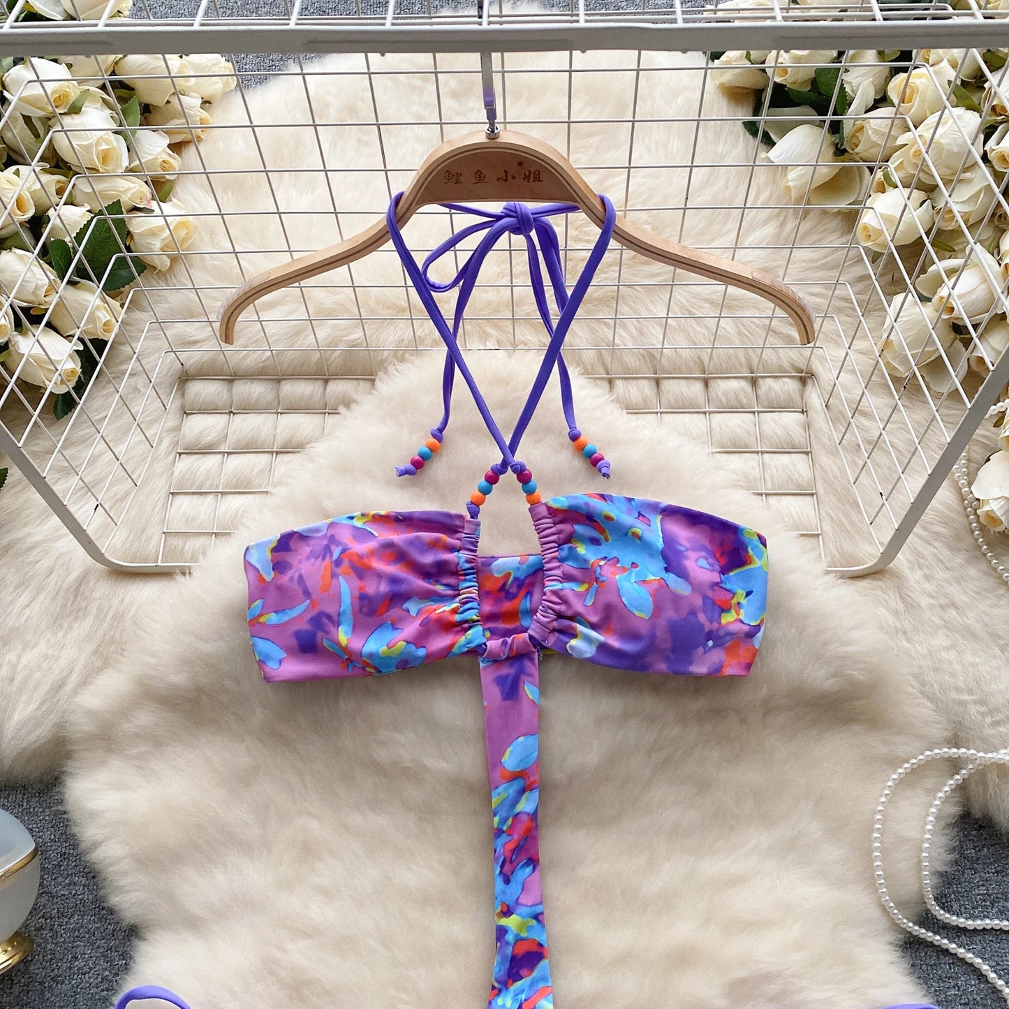 Wanita Modischer, aushöhlen, sexy Body, Neckholder, Schnürung, Kreuz, rückenfrei, Design, 2023, sinnliche Bikini-Badeanzüge für Damen